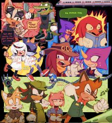 Rule 34 | 1other, 4girls, 6+boys, 9474s0ul, amy rose, blaze the cat, book, bow, bowtie, chao (sonic), chibi, cowboy hat, espio the chameleon, furry, furry female, furry male, hat, highres, knuckles the echidna, metal sonic, multiple boys, multiple girls, protagonist (the murder of sonic the hedgehog), protagonist (the murder of sonic the hedgehog), reading, robot, rouge the bat, sage (sonic), shadow the hedgehog, sonic (series), sonic the hedgehog, tails (sonic), the murder of sonic the hedgehog, vector the crocodile