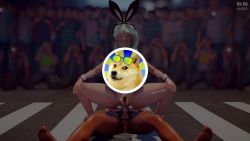 Rule 34 | 1boy, 1girl, 3d, animal ears, animated, ass, ass shake, audible music, blonde hair, blue eyes, bouncing breasts, breasts, cleft of venus, crowd, cum, cum in pussy, dancing, detached collar, faceless, faceless male, fake animal ears, girl on top, high heels, huge ass, huge breasts, jic jic, legs, leotard, long hair, music, nipples, outdoors, playboy bunny, pubic hair, public indecency, pussy, pussy juice, rabbit ears, rabbit tail, reverse cowgirl position, rwby, salem (rwby), sex, sex from behind, shiny skin, sitting, sitting on person, sound, straddling, tail, thick thighs, thighs, vaginal, video, view between legs