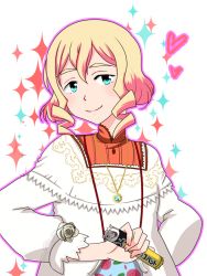Rule 34 | 10s, 1boy, andou mario, androgynous, apron, blonde hair, blue eyes, blush, candy, drill hair, food, ichiya (epic), idolmaster, idolmaster side-m, jewelry, kappougi, male focus, necklace, short hair, smile, solo