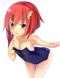 Rule 34 | 1girl, bad id, bad pixiv id, blue eyes, competition school swimsuit, flat chest, kawasaki kana, one-piece swimsuit, original, red hair, school swimsuit, short hair, solo, swimsuit