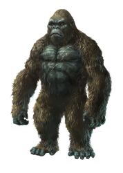 Rule 34 | abs, ape, gorilla, highres, kaijuu, king kong, king kong (series), kong: skull island, monsterverse, muscular, muscular male, no humans, pectorals, scar, scar on chest, simple background, ultra-taf, white background