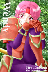 Rule 34 | 1girl, armor, character name, copyright name, fire emblem, fire emblem: the binding blade, gloves, gwendolyn (fire emblem), hissaa (starlight express), nintendo, pink eyes, pink hair, polearm, red armor, short hair, solo, spear, weapon