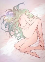 Rule 34 | 2girls, afterglow, aftersex, barefoot, bed, bed sheet, breast press, breasts, byleth (female) (fire emblem), byleth (fire emblem), closed eyes, commentary request, completely nude, cuddling, feet, female focus, fire emblem, fire emblem: three houses, green hair, highres, hug, ikarin, long hair, lying, multiple girls, nintendo, nude, on bed, on side, pointy ears, rhea (fire emblem), scar, scar on arm, scar on leg, very long hair, yuri