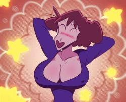 Rule 34 | 1girl, animated, animated gif, blush, bouncing breasts, breasts, cleavage, crayon shin-chan, d-art, happy, large breasts, nohara misae, solo