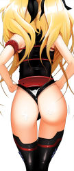 Rule 34 | 00s, 1girl, adjusting clothes, adjusting leotard, armband, ass, black thighhighs, blonde hair, cum, cum on ass, cum on clothes, fate testarossa, from behind, hair ribbon, leotard, long hair, lyrical nanoha, mahou shoujo lyrical nanoha strikers, parkdale, ribbon, solo, thighhighs, two side up, wedgie