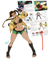 Rule 34 | 1girl, ;), alternate costume, alternate hairstyle, barefoot, belt, bike shorts, bikini, black gloves, breasts, brown eyes, capcom, full body, gloves, hand on own hip, highres, jacket, kneehighs, large breasts, laura matsuda, long hair, midriff, navel, one eye closed, open clothes, open jacket, ponytail, salute, short shorts, shorts, signature, smile, socks, solo, street fighter, street fighter v, swimsuit, tan, tanline, toeless legwear, toes, two-finger salute, wallace pires