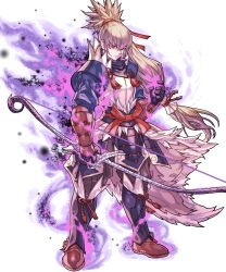 Rule 34 | 1boy, armor, artist request, aura, bow (weapon), dark aura, fire emblem, fire emblem fates, fire emblem heroes, full body, gloves, grey hair, highres, holding, holding bow (weapon), holding weapon, japanese clothes, long hair, long sleeves, looking at viewer, male focus, nintendo, official art, pants, red eyes, solo, takumi (fire emblem), transparent background, weapon
