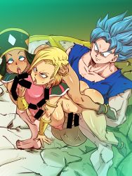 Rule 34 | 2girls, ahegao, android 18, ass, bar censor, blonde hair, blue hair, blush, bob cut, bottomless, breasts, censored, closed mouth, dark skin, dragon ball, dragon ball super, dragonball z, earrings, egyptian clothes, feet, fellatio, functionally nude, green eyes, hat, helles, huge penis, jewelry, large breasts, legs, licking, lying, medium hair, mole, mole under eye, multiple girls, muscular, muscular male, nipples, on stomach, open mouth, oral, penis, pointless censoring, rickert kai, simple background, sitting, smile, son goku, spread legs, super saiyan, super saiyan blue, testicles, thighs, toes, tongue