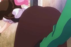 Rule 34 | against wall, animated, animated gif, ass, assisted exposure, blue eyes, blush, clothes lift, dress, dress lift, huge ass, panties, pink hair, rance (series), rance 01, sill plain, underwear, undressing, white panties