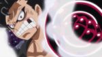 Rule 34 | angry, animated, armlet, aura, battle, black hair, blocking punch, bouncing, charlotte katakuri, debris, destruction, determined, dust, english text, fangs, fighting, gear fourth, gear fourth: snakeman, glowing, glowing eyes, haki, highres, incoming attack, incoming punch, monkey d. luffy, one piece, punching, purple hair, red eyes, shouting, skull belt, sound, spiked armlet, spiked hair, stretched limb, stretching, subtitled, toei animation, video