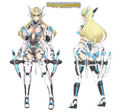 Rule 34 | absurdres, blonde hair, breasts, character sheet, cleavage, doll joints, highres, joints, leotard, long hair, mechanical arms, medium breasts, navel, official art, phantasy star, phantasy star online 2, phantasy star online 2 new genesis, robot, sega, smile, very long hair
