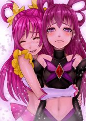 Rule 34 | 00s, 2girls, arm warmers, bad id, bad pixiv id, bare shoulders, blush, bow, bug, butterfly, butterfly hair ornament, crying, cure dream, dark cure (yes! precure 5), dark dream, earrings, eyelashes, frilled sleeves, frills, frown, gloves, hair ornament, hair rings, hug, hug from behind, bug, jewelry, long hair, magical girl, midriff, multiple girls, navel, open mouth, pink hair, precure, purple eyes, ribbon, smile, tears, twintails, yes! precure 5, yukinojou yakan, yumehara nozomi