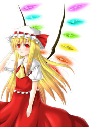 Rule 34 | 1girl, alternate hairstyle, blonde hair, dotera, female focus, flandre scarlet, hanazome dotera, hat, long hair, red eyes, solo, embodiment of scarlet devil, touhou, wings