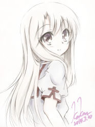 Rule 34 | 1girl, dated, fate/kaleid liner prisma illya, fate (series), from behind, highres, illyasviel von einzbern, kem kem, long hair, looking back, signature, smile, solo