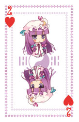 Rule 34 | 1girl, aoyagi mashiro, card, card (medium), chibi, female focus, multiple views, patchouli knowledge, playing card, r aoyagi, touhou