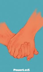 Rule 34 | 2boys, blue background, close-up, couple, disembodied hand, holding hands, multiple boys, original, powerlesssong, simple background, sketch, yaoi