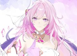 Rule 34 | 1girl, bare shoulders, breasts, cleavage, closed mouth, dress, elysia (herrscher of human:ego) (honkai impact), elysia (honkai impact), hair ornament, highres, honkai (series), honkai impact 3rd, joshua (shisanli934), long hair, looking at viewer, off-shoulder dress, off shoulder, pink background, pink eyes, pink hair, sketch, smile, solo, white dress