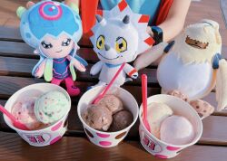 Rule 34 | angoramon, character doll, digimon, digimon ghost game, food, gammamon, highres, ice cream, jellyfish girl, jellymon, monster girl, photo (medium), rabbit, real life, stuffed toy, tentacle hair, tentacles, triceratops