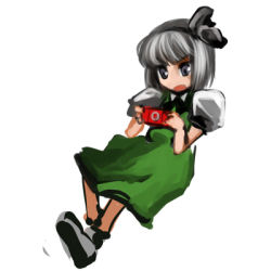 Rule 34 | 1girl, atoshi, bad id, bad pixiv id, blue eyes, female focus, hairband, handheld game console, konpaku youmu, lowres, playing games, playstation portable, short hair, silver hair, solo, touhou, video game
