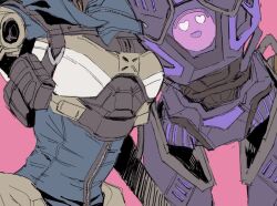 Rule 34 | 1girl, apex legends, ash (titanfall 2), blue leotard, close-up, humanoid robot, leaning forward, leotard, omega point pathfinder, pathfinder (apex legends), pink background, pouch, robot, science fiction, sketch, y (user rjry7778)