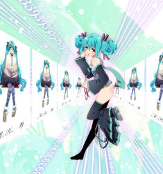 Rule 34 | 1girl, :p, akanbe, alternate hairstyle, ass, blue eyes, blue hair, boots, breasts, detached sleeves, eyelid pull, flat chest, glasses, hatsune miku, highres, legs, mikupa, necktie, no panties, no pants, pantyhose, poncho, skirt, skirt around one leg, small breasts, takanashi ringo, thighhighs, tongue, tongue out, vocaloid