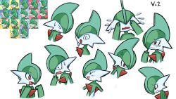 Rule 34 | &gt; &lt;, + +, 1boy, @ @, ^ ^, anger vein, angry, aqua hair, baileyi, black eyes, blush, bright pupils, clenched hands, closed eyes, closed mouth, colored skin, constricted pupils, covering own eyes, creatures (company), derivative work, flying sweatdrops, gallade, game freak, gen 4 pokemon, green hair, green skin, hair over one eye, hand to own mouth, hands up, happy, highres, light blush, looking down, male focus, mohawk, multicolored hair, multicolored skin, multiple views, nervous, nintendo, one eye covered, open mouth, pokemon, pokemon (creature), pokemon mystery dungeon, raised eyebrows, red eyes, reference inset, sad, short hair, sideways mouth, simple background, smile, surprised, sweat, two-tone hair, two-tone skin, upper body, wavy eyes, wavy mouth, white background, white pupils, white skin, wide-eyed