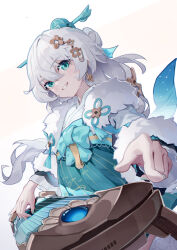 Rule 34 | 1girl, :d, asc11, blue eyes, chinese clothes, chinese commentary, commentary, commentary request, earrings, grin, guzheng, hair between eyes, hair ornament, highres, honkai (series), honkai impact 3rd, instrument, jewelry, long hair, long sleeves, looking at viewer, nail polish, open mouth, pointing, pointing at viewer, simple background, smile, solo, teeth, theresa apocalypse, zhuge kongming (honkai impact), white background, white hair, zhuge kongming (honkai impact)