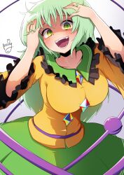 Rule 34 | 1girl, absurdres, breasts, green eyes, green hair, highres, komeiji koishi, large breasts, messy hair, polyhedron2, solo, touhou