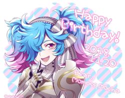 Rule 34 | 1girl, armor, blue hair, bow, fire emblem, fire emblem fates, gradient hair, hair bow, hair over one eye, hiyori (rindou66), multicolored hair, nintendo, open mouth, peri (fire emblem), pink hair, red eyes, solo, twintails, twitter username