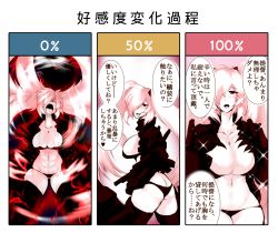 Rule 34 | 10s, 1girl, 3koma, abyssal ship, bad id, bad nicoseiga id, bikini, breasts, cleavage, comic, dandara (karakure), glowing, hair over one eye, highres, kantai collection, large breasts, long hair, no nipples, pale skin, personification, red eyes, solo, southern ocean oni, swimsuit, thighhighs, thighs, translated, twintails, white hair