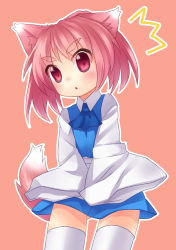 Rule 34 | absurdres, animal ears, dog ears, dress, highres, pink eyes, pink hair, short hair, sleeves past wrists, solo, tail, thighhighs, twintails, ueno musashi, zettai ryouiki