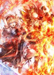 Rule 34 | 1girl, alice margatroid, arm up, blonde hair, blue dress, blue eyes, book, boots, bow, burning, capelet, doll, dress, closed eyes, fire, frilled dress, frills, hairband, highres, kozou (soumuden), lolita hairband, long hair, necktie, open mouth, puffy sleeves, ribbon, sash, shanghai doll, short hair, short sleeves, socks, solo, touhou, white socks, wrist cuffs