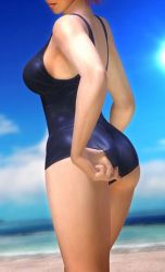 Rule 34 | 1girl, 3d, ass, ayane (doa), beach, breasts, dead or alive, dead or alive 5, female focus, large breasts, ocean, official art, outdoors, purple hair, sky, solo, swimsuit, tecmo