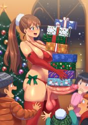 Rule 34 | 2boys, 2girls, :d, ahoge, artist name, bikini, blush, box, breasts, brown hair, censored, christmas, christmas tree, covered erect nipples, dated, elbow gloves, erection, futanari, gift, gift box, gloves, green eyes, indoors, kamiya midori, large breasts, long hair, looking at another, mosaic censoring, multiple boys, multiple girls, open mouth, original, penis, ponytail, red bikini, red gloves, red legwear, sagging testicles, skindentation, smile, snow, sweat, swimsuit, testicles, thighhighs, veins, veiny penis, window, zheng