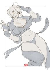 Rule 34 | angel (kof), backless pants, breasts, crop top, fingerless gloves, gloves, hair over one eye, jacket, large breasts, leather, leather jacket, pants, snk, snowcie, the king of fighters, the king of fighters xiv