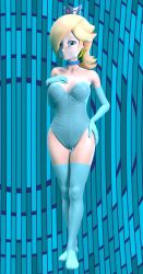 Rule 34 | 1girl, 3d, absolute territory, abstract background, absurdres, blonde hair, blue background, blue eyes, blue gloves, blue leotard, blue stockings, blue thighhighs, breasts, cameltoe, choker, crown, earrings, elbow gloves, eyebrows, eyelashes, full body, gloves, hair over one eye, half-closed eyes, highres, jewelry, large breasts, legoguy9875, leotard, long hair, mario (series), narrow waist, nintendo, rosalina, seductive smile, smile, strapless, strapless leotard, super mario galaxy, thigh gap, thighhighs, zettai ryouiki