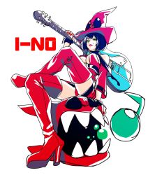 Rule 34 | boots, electric guitar, guilty gear, guilty gear xrd, guitar, hat, i-no, instrument, latex, panties, red legwear, red panties, thigh boots, thighhighs, underwear, witch hat