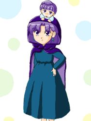 Rule 34 | 1990s (style), akazukin chacha, baby, purple hair, standing, yakko