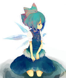 Rule 34 | bow, cirno, highres, kneeling, ribbon, see-through, short hair, solo, tcmk, touhou, wings