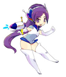 Rule 34 | 00s, 1girl, aano (10bit), aono miki, arm warmers, blue eyes, blue hair, boots, cure berry, detached sleeves, energy gun, fresh precure!, full body, gloves, gun, hair ornament, happy, heart, laser rifle, leotard, long hair, looking at viewer, matching hair/eyes, official alternate costume, precure, simple background, smile, solo, thigh boots, thighhighs, wavy hair, weapon, white background