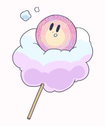 Rule 34 | colored skin, cotton candy, food, food on face, kirby: star allies, kirby (series), lena18, nintendo, no humans, purple skin, simple background, solid oval eyes, solo, stick, void termina, white background