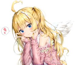 Rule 34 | 1girl, ahoge, aogiri koukou, bare shoulders, black ribbon, blonde hair, blue eyes, blush, bow, braid, closed mouth, commentary request, dress, feathered wings, hair between eyes, hair bow, hair ribbon, hands up, heart, highres, jacket, kuria (clear trip second), long hair, long sleeves, minazuki natsuki, nail polish, off shoulder, open clothes, open jacket, pink jacket, pink nails, ribbon, simple background, sleeveless, sleeveless dress, sleeves past wrists, smile, solo, spoken heart, two side up, v, very long hair, virtual youtuber, white background, white bow, white dress, white wings, wings