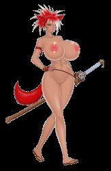 Rule 34 | 1girl, akiranime, animal ears, animated, animated gif, animated png, bare shoulders, blinking, bouncing breasts, breasts, cat ears, cat girl, cat tail, cleavage, cleft of venus, collarbone, completely nude, curvy, dark-skinned female, dark skin, facial mark, female focus, final fantasy, final fantasy xiv, full body, hand on own hip, highres, huge areolae, huge breasts, huge nipples, katana, lips, lipstick, long neck, long sword, makeup, miqo&#039;te, navel, neck, nude, pussy, red eyes, red hair, sandals, sheath, short hair, solo, sword, tail, transparent background, walking, weapon