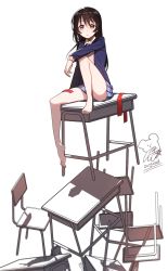 Rule 34 | 10s, 14 (vision5032), 1girl, bad id, bad twitter id, black hair, blazer, blue skirt, chair, crying, crying with eyes open, dated, desk, highres, jacket, long hair, long sleeves, looking at viewer, love live!, love live! school idol project, open mouth, plaid, plaid skirt, pleated skirt, red eyes, sad, school desk, school uniform, simple background, skirt, sobbing, solo, teardrop, tears, white background, yazawa nico