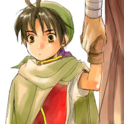 Rule 34 | 2boys, age difference, aged down, father and son, gensou suikoden, gensou suikoden i, holding hands, lowres, multiple boys, non-web source, teo mcdohl, tir mcdohl