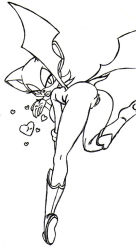Rule 34 | 1girl, animal ears, ass, bat wings, breasts, from behind, furry, furry female, monochrome, nipples, pussy, rouge the bat, solo, sonic (series), tail, uncensored, wings