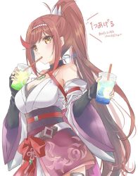 Rule 34 | 1girl, artist request, breasts, chest jewel, cleavage, glimmer (xenoblade), large breasts, long hair, ponytail, pouch, red hair, solo, thigh pouch, very long hair, xenoblade chronicles (series), xenoblade chronicles 3, xenoblade chronicles 3: future redeemed
