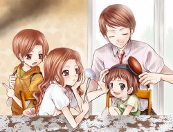 Rule 34 | brother and sister, brown eyes, brown hair, digimon, digimon adventure 02, family, highres, if they mated, izumi koshiro, long hair, looking at another, short hair, siblings, smile, tachikawa mimi