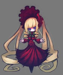Rule 34 | 1girl, blonde hair, blue eyes, bonnet, bow, doll joints, dress, drill hair, frills, joints, long hair, long sleeves, looking at viewer, noda rejinu, red dress, ribbon, rozen maiden, shinku, solo, twintails, very long hair