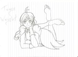 Rule 34 | 1girl, ace attorney, ahoge, barefoot, closed mouth, ethan(33327245), feet, female focus, foot focus, gem, highres, medium hair, smile, soles, toes, trucy wright